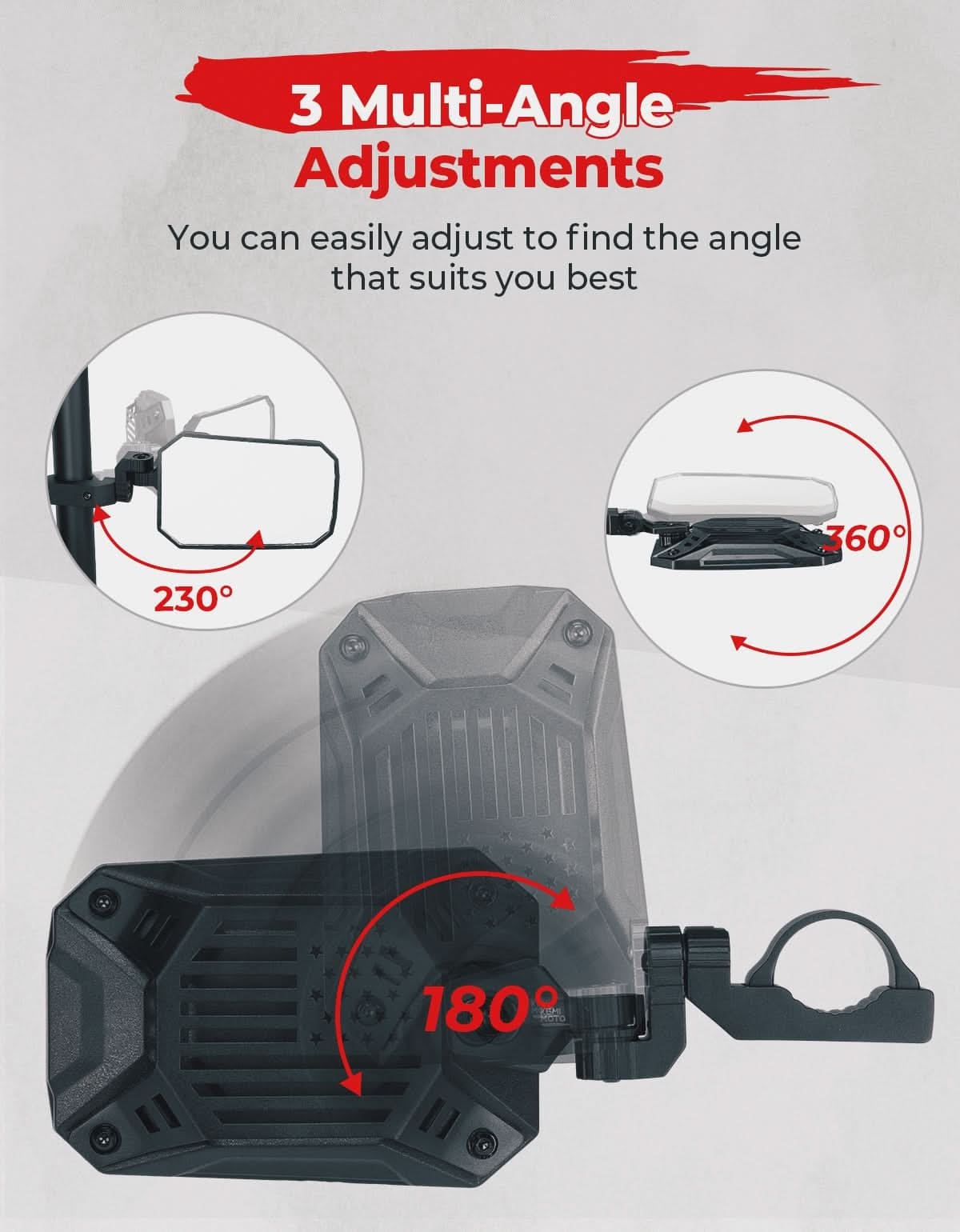 Kemimoto Polaris RZR UTV Aluminum Side Mirrors