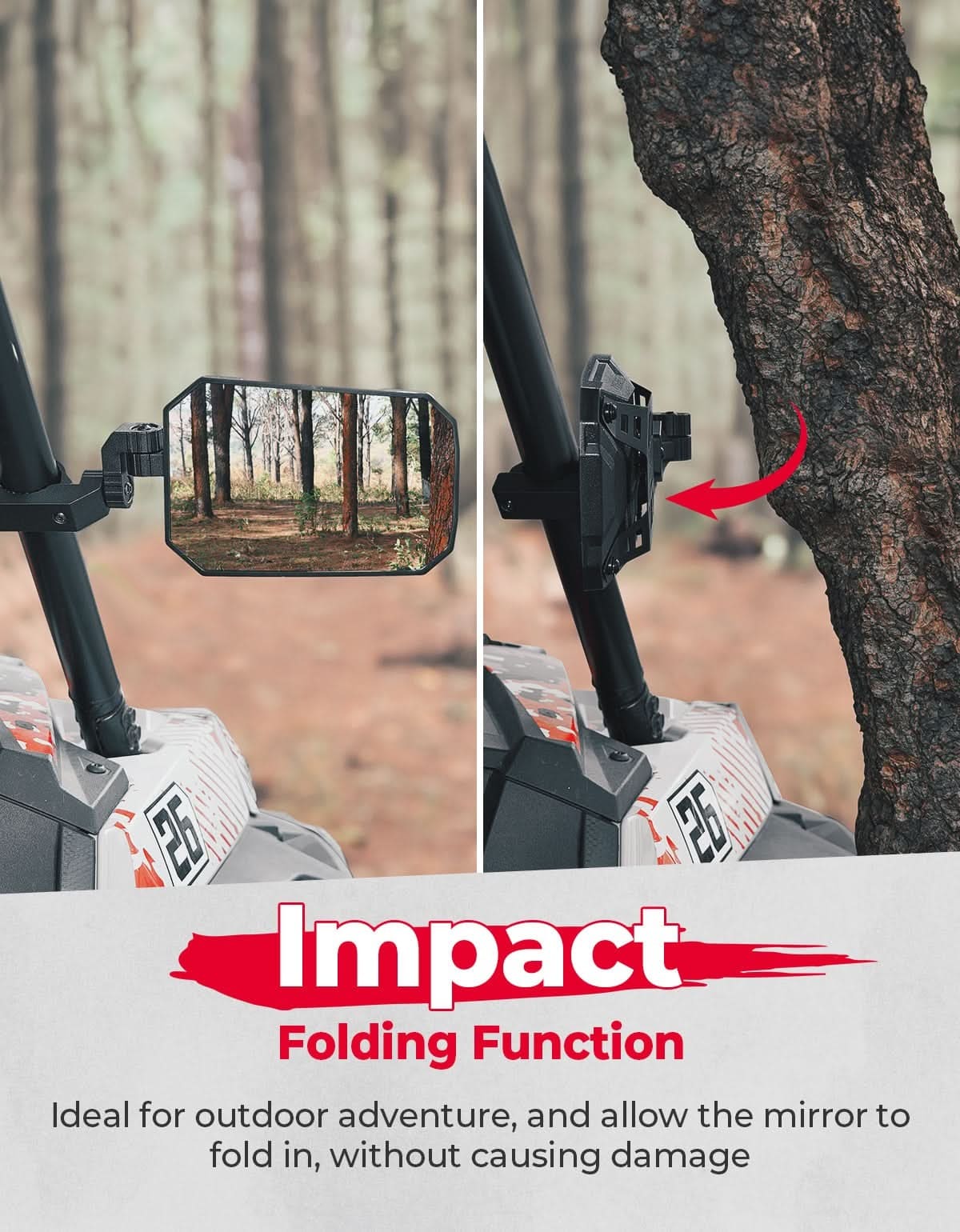 Kemimoto Polaris RZR UTV Aluminum Side Mirrors