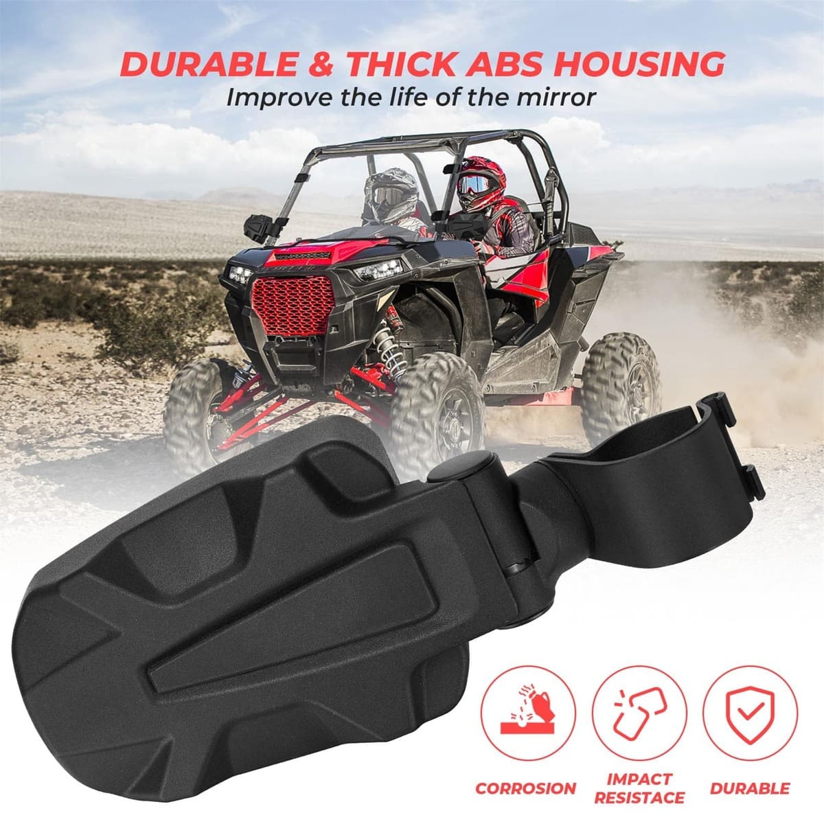 Kemimoto Polaris RZR XP 1000 1.75" Roll Cage Folding Adjustable Surface Side Mirrors - 1 pair