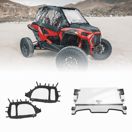 Kemimoto Polaris RZR XP 1000 Cab Enclosures 2 Soft Upper Doors & 3-in-1 Flip Windshield