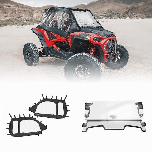 Kemimoto Polaris RZR XP 1000 Cab Enclosures 2 Soft Upper Doors & 3-in-1 Flip Windshield