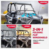 Kemimoto Polaris RZR XP 1000 Cab Enclosures 2 Soft Upper Doors & 3-in-1 Flip Windshield