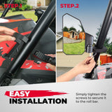 Kemimoto Polaris RZR XP 1000 Fit 1.6"-2" Roll Bar UTV Side Mirrors w/ Windshield