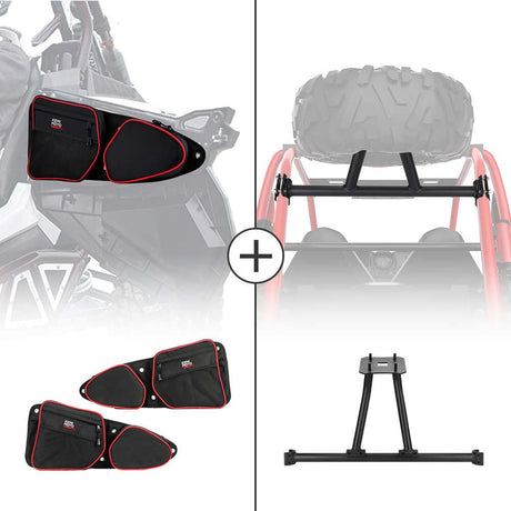 Kemimoto Polaris RZR XP 1000 Front Side Door Bags & Spare Tire Carrier Mount
