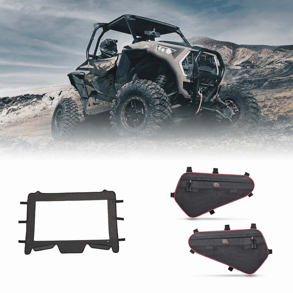Kemimoto Polaris RZR XP 1000 Front Soft Windshield & Lower Door Storage Bag