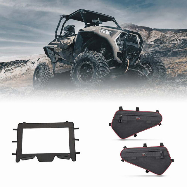 Kemimoto Polaris RZR XP 1000 Front Soft Windshield & Lower Door Storage Bag