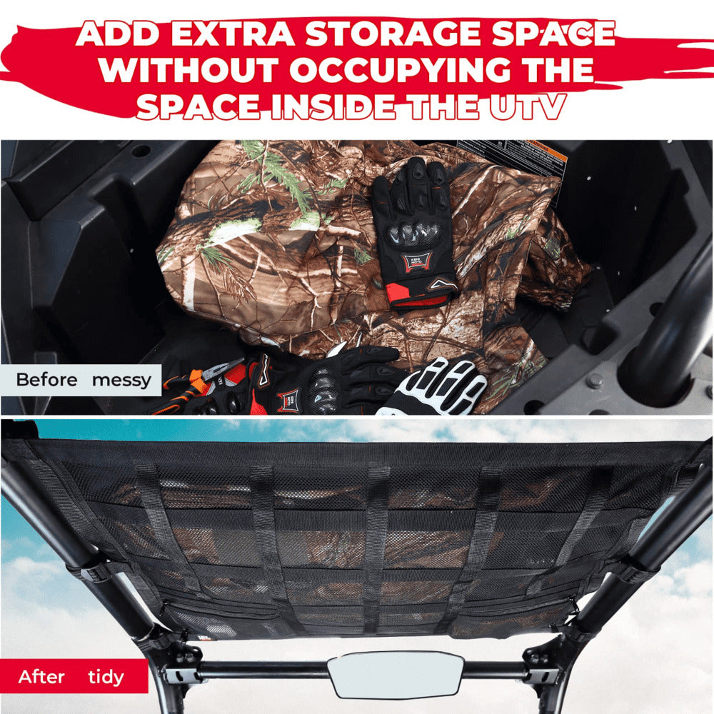 Kemimoto Polaris RZR XP 1000/Pro XP Upgrade Ceiling Cargo Net Pockets