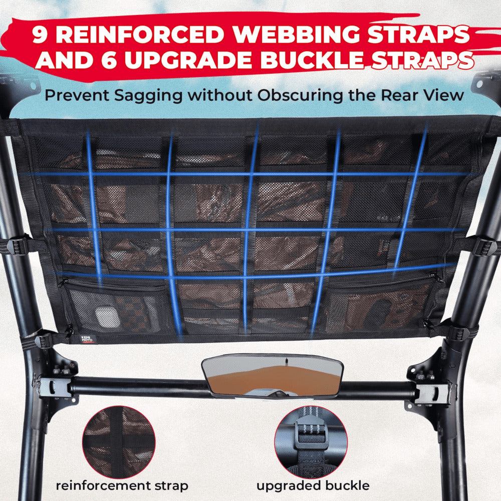 Kemimoto Polaris RZR XP 1000/Pro XP Upgrade Ceiling Cargo Net Pockets