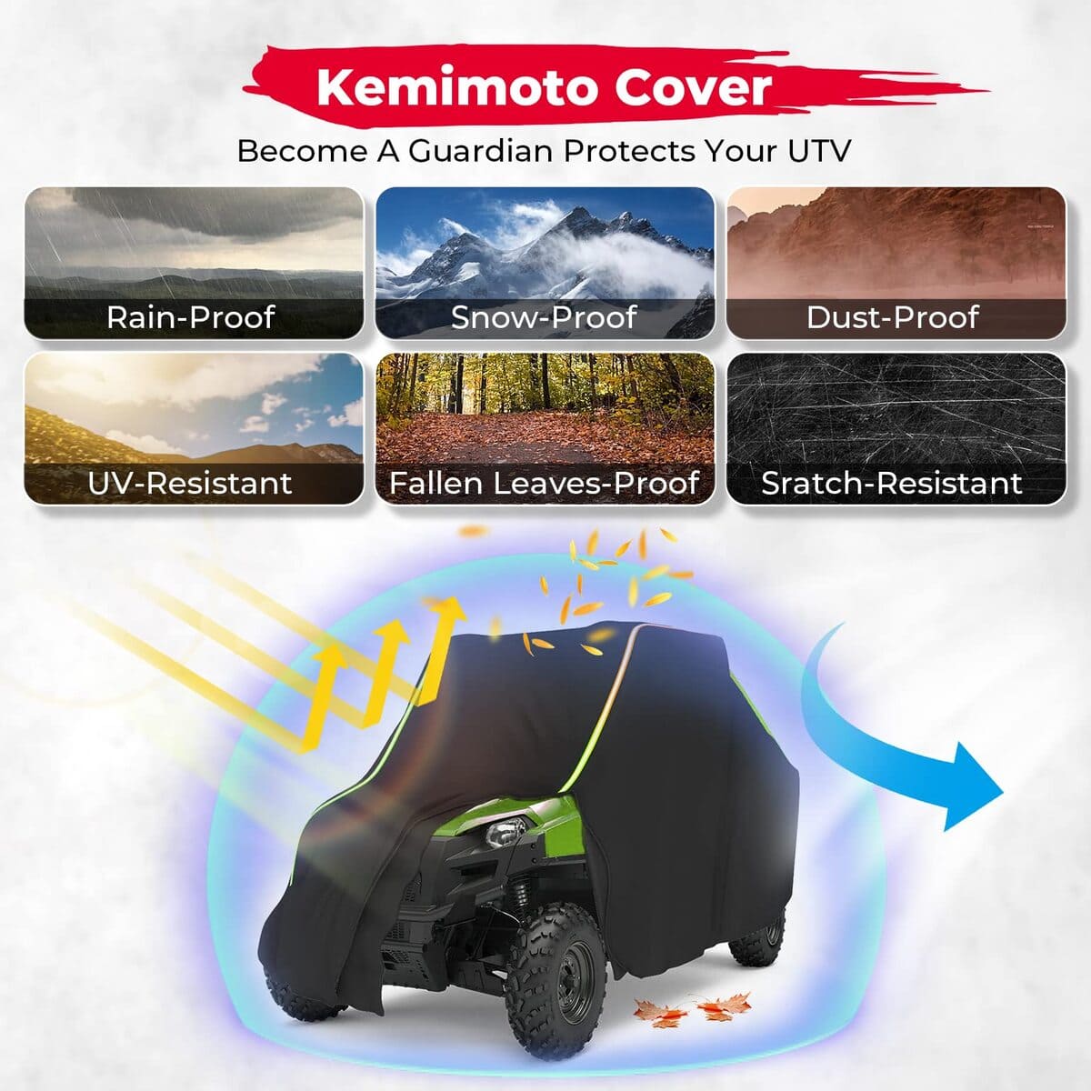 Kemimoto Polaris RZR XP 1000 Reflective Strip UTV Cover Rays