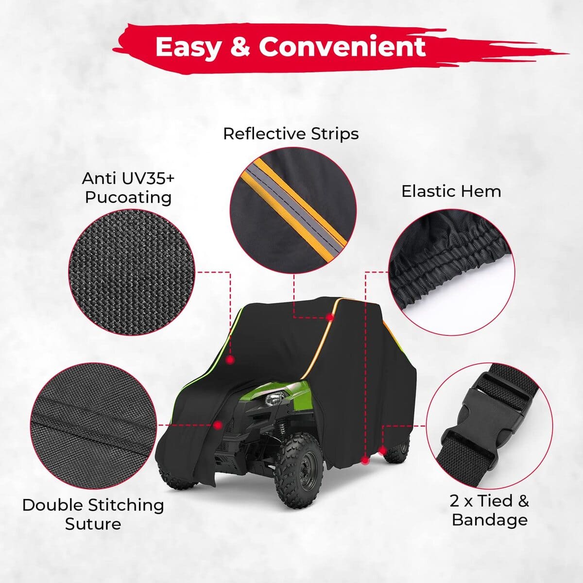 Kemimoto Polaris RZR XP 1000 Reflective Strip UTV Cover Rays