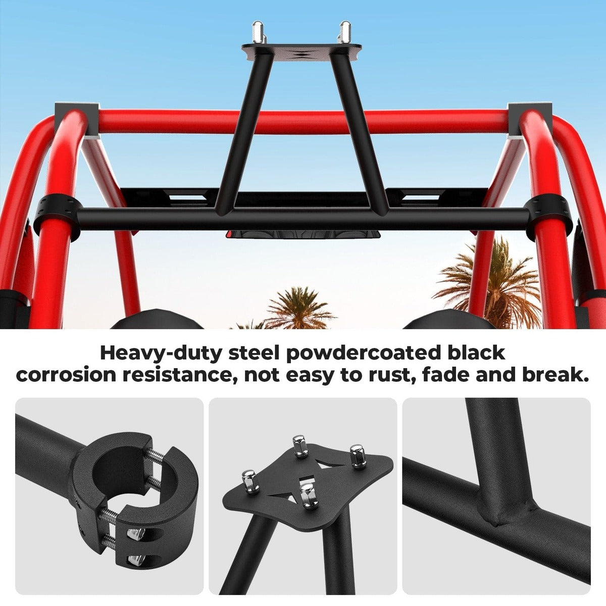 Kemimoto Polaris RZR XP 1000 Spare Tire Carrier Mount & Side Nerf Bars Rock Sliders