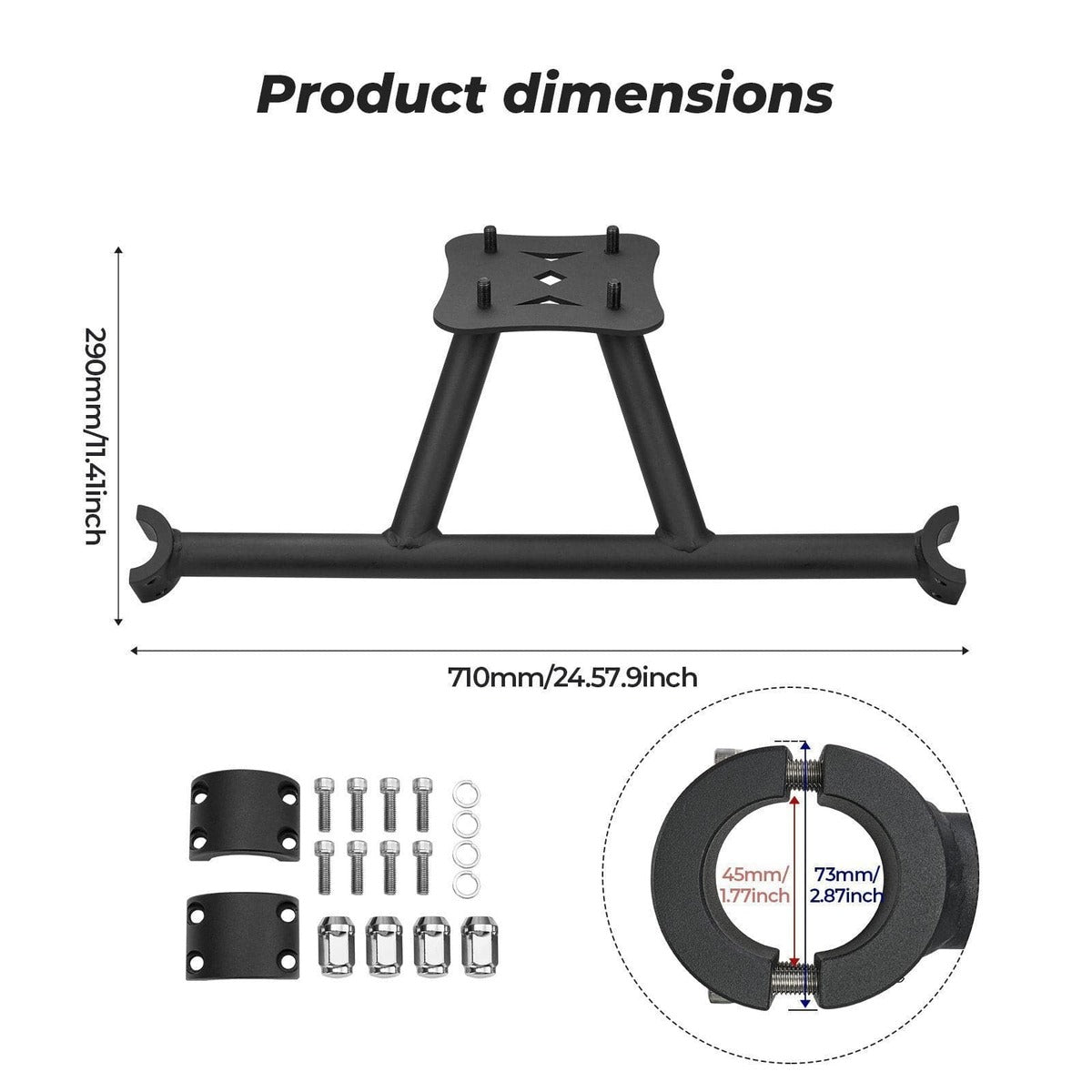 Kemimoto Polaris RZR XP 1000 Spare Tire Carrier Mount & Side Nerf Bars Rock Sliders