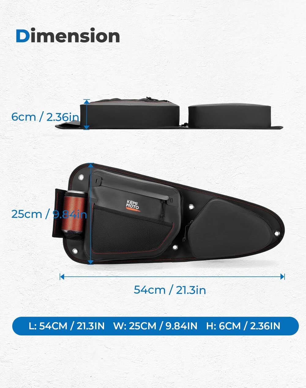 Kemimoto Polaris RZR XP 1000 TPU New Fabric IPX6 Door Bags