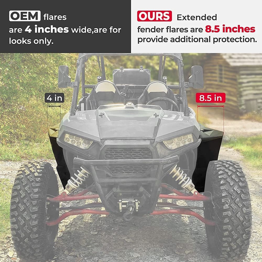 Kemimoto Polaris RZR XP 1000 Extended Front Full Mud Flaps - 2PCs