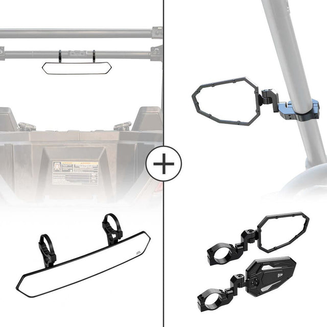 Kemimoto Polaris RZR XP 1000 UTV 1.65"-2" Rear View Mirror & 1.75"-2" Adjustable Side Mirror