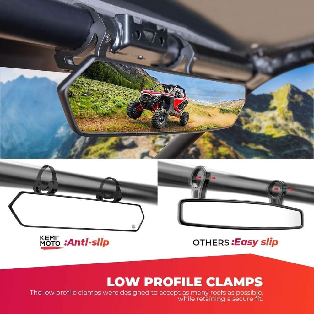 Kemimoto Polaris RZR XP 1000 UTV 1.65"-2" Rear View Mirror & 1.75"-2" Adjustable Side Mirror
