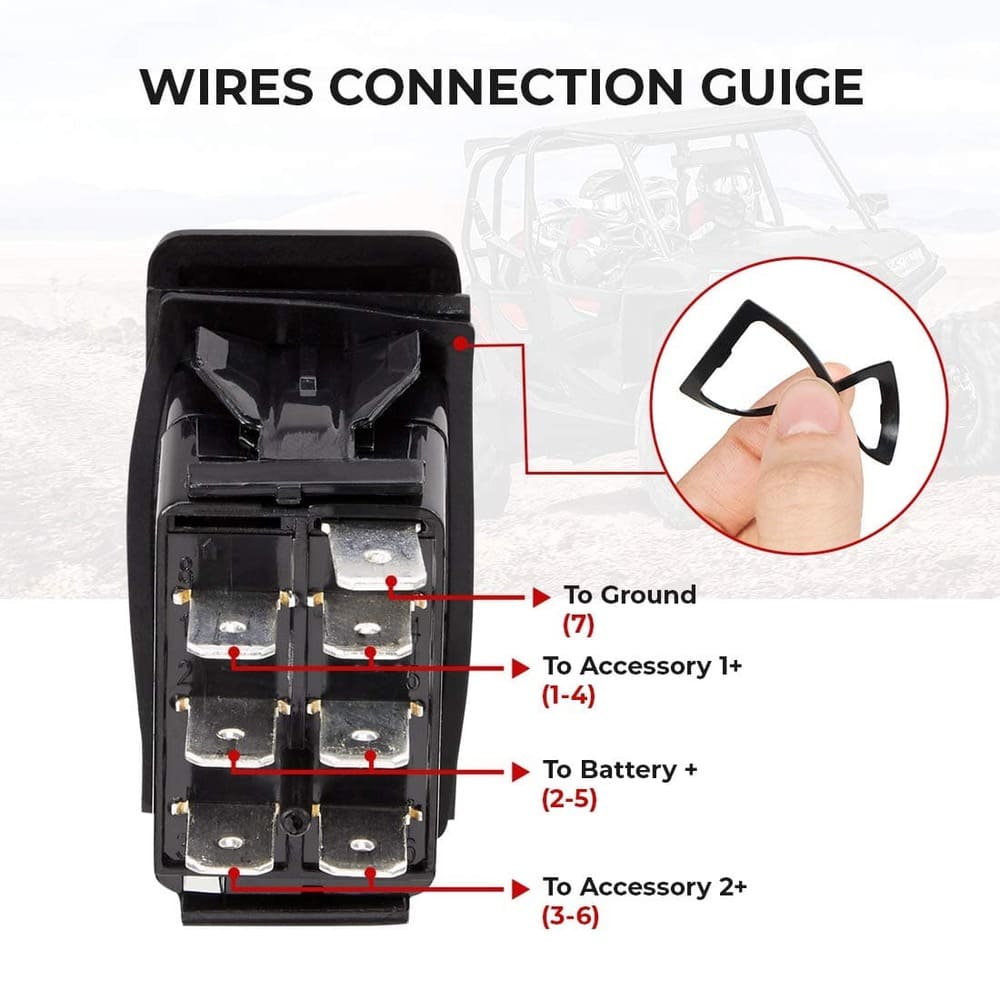 Kemimoto Polaris RZR XP 1000 Winch Rocker Switches - 7 Pin