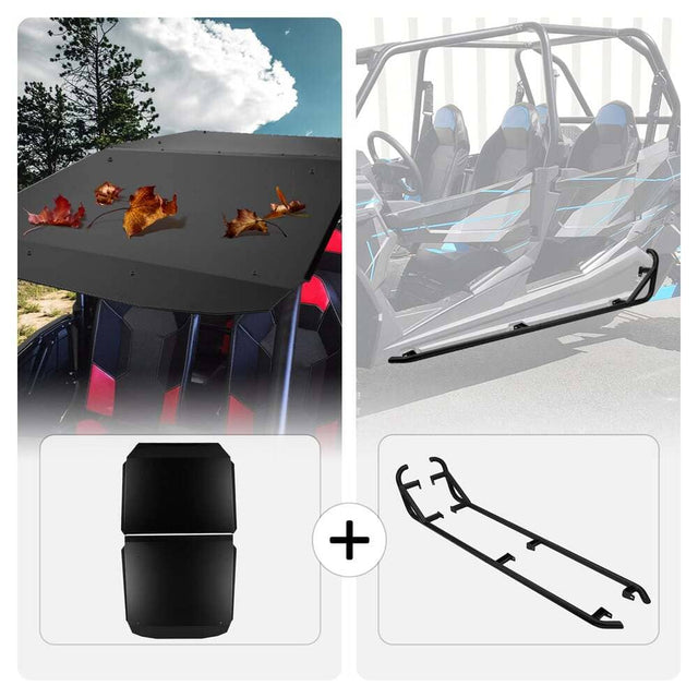 Kemimoto Polaris RZR XP 4 1000 Aluminum Roof & 4 Steel Side Steps Nerf Bars