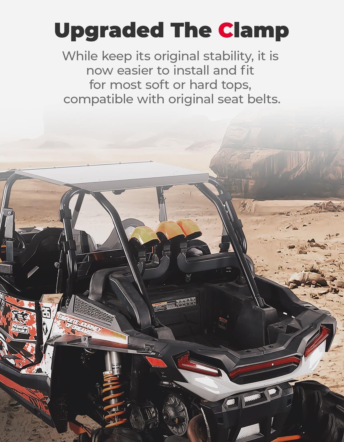 Kemimoto Polaris RZR XP 4 1000 Heavy Duty Rear Windshield - 4 Seater
