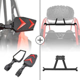 Kemimoto Polaris RZR XP Turbo Side Rear View Mirrors & Spare Tire Carrier Mount