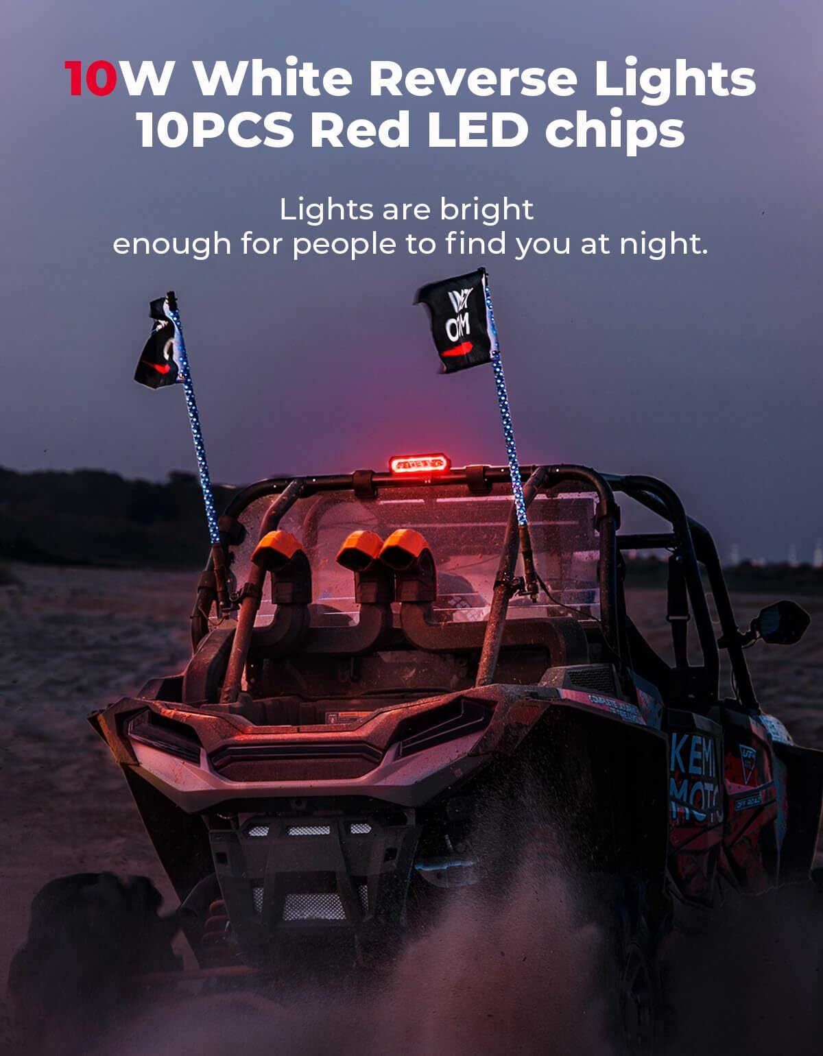 Kemimoto Can-Am Maverick X3 UTV Universial LED Chase Brake Tail Lights