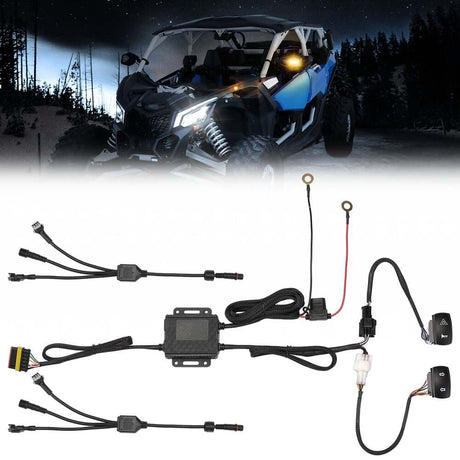 Kemimoto Synchronize Turn Signal Mirrors & Harness Kits w/ One Switch