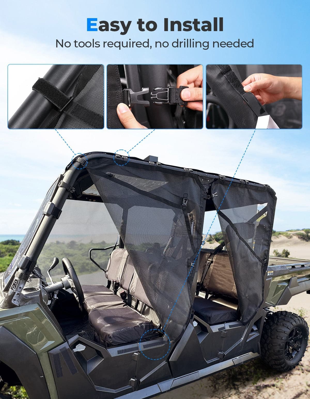 Kemimoto Tracker 800SX Crew Side Window Net Doors