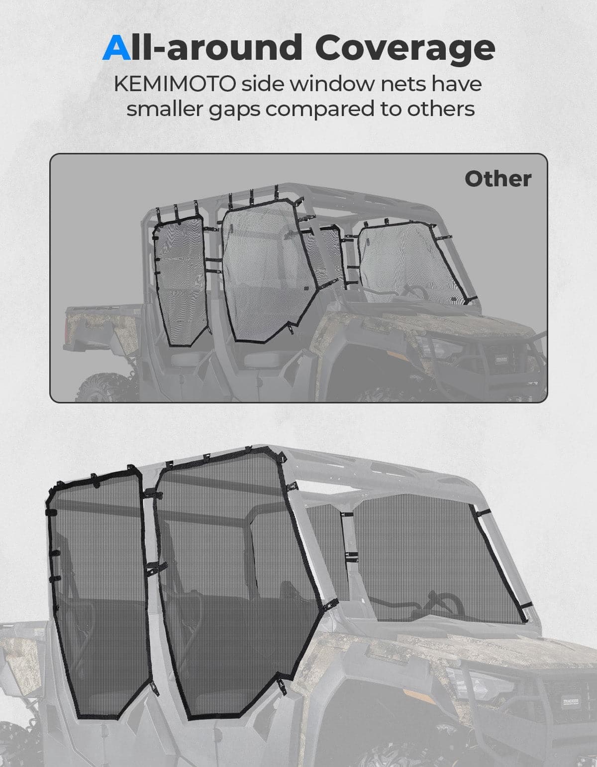 Kemimoto Tracker 800SX Crew Side Window Net Doors