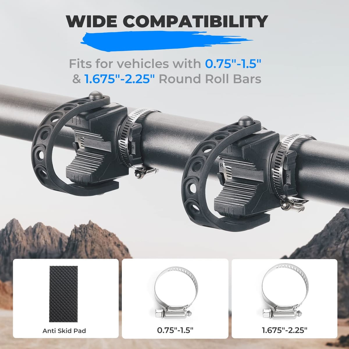 Kemimoto Universal 0.75-2.25" Roll Bars Type B Rubber Tool Clamp