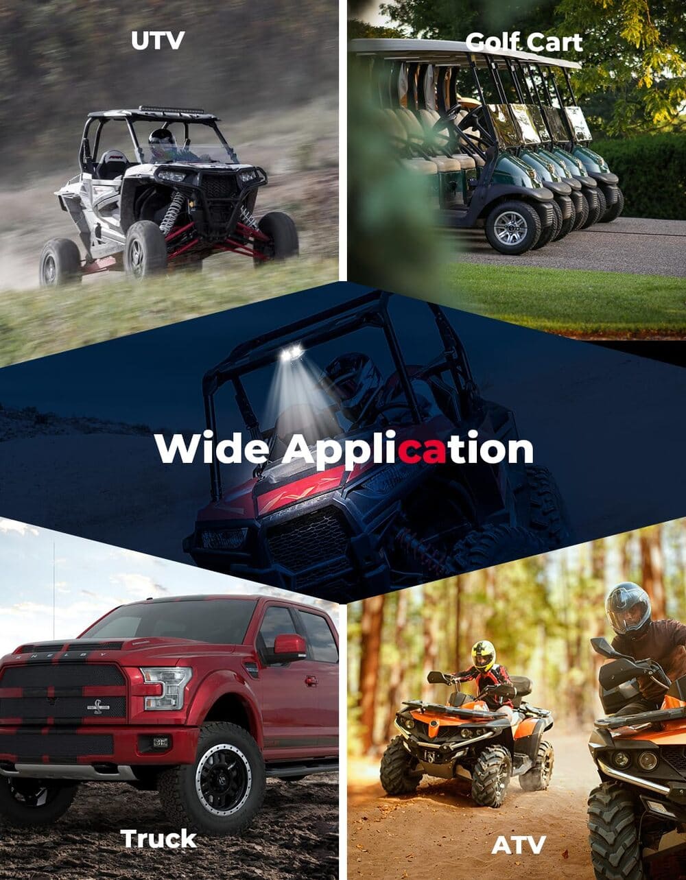 Kemimoto Universal Cab Roll Cage Waterproof LED Light