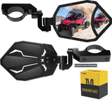 Kemimoto UTV 1.65"-2" Rear View Mirror & 1.6"-2" Round Tube Side Mirror