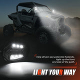 Kemimoto UTV 1.65"-2" Rear View Mirror & 1.75"-2" LED Side Mirror