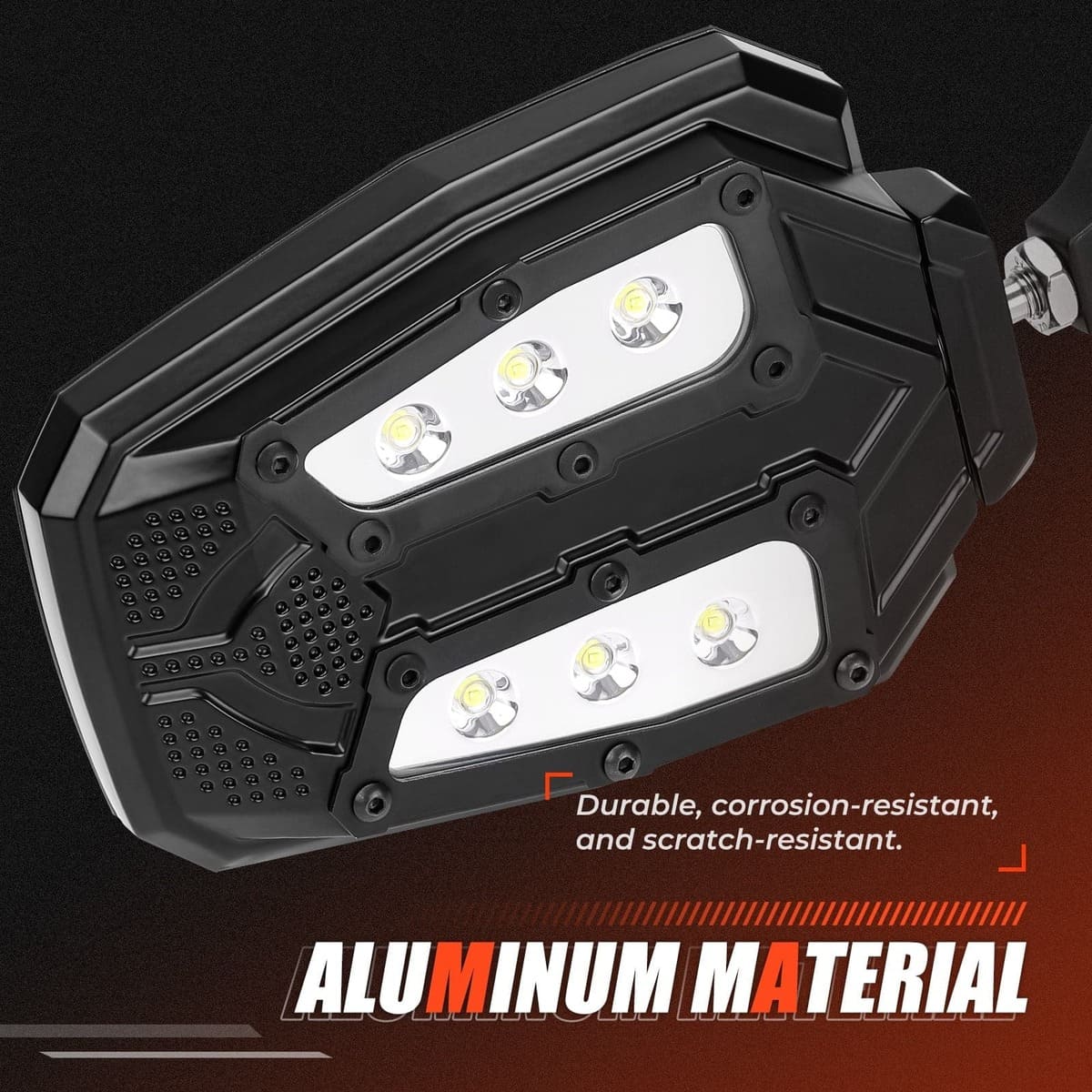 Kemimoto UTV 1.65"-2" Rear View Mirror & 1.75"-2" LED Side Mirror