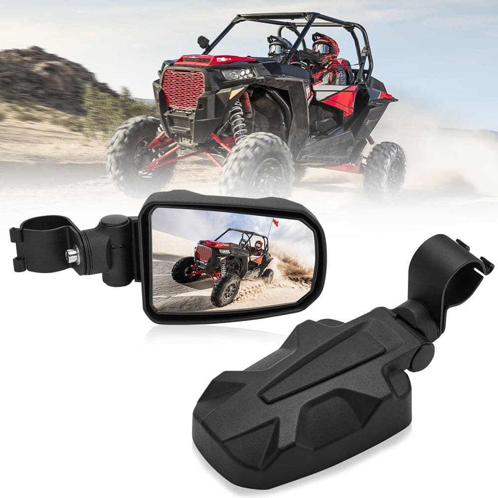 Kemimoto UTV 1.65"-2" Rear View Mirror & 1.75" Round Tube Convex Side Mirror