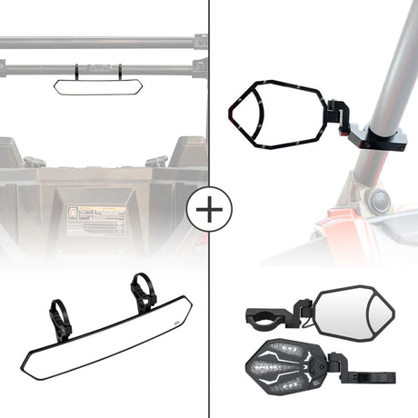 Kemimoto UTV 1.65"-2" RBG Light Side Mirror & 1.75" Convex Side Mirror