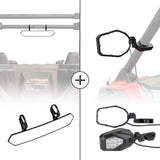 Kemimoto UTV 1.65"-2" Tube Rear View Mirror & 1.6"-2" Tube LED Side Mirrors