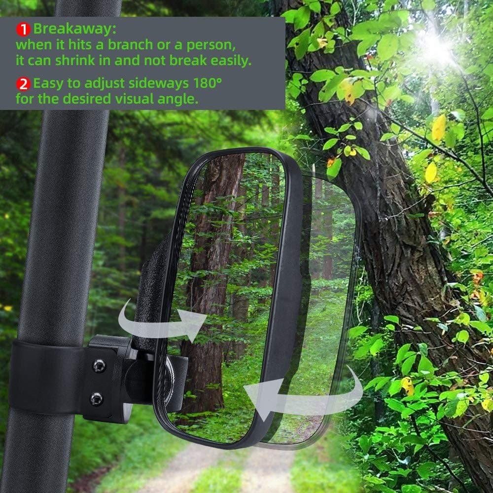 Kemimoto UTV 1.65"-2" Tube Rear View Mirror & 1.6"-2" Tube LED Side Mirrors