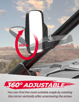 Kemimoto UTV 1.75"/2" Side View High Impact Convex Mirror