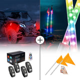 Kemimoto UTV 8 Pod Rock Light Kit & 5FT Whip Lights