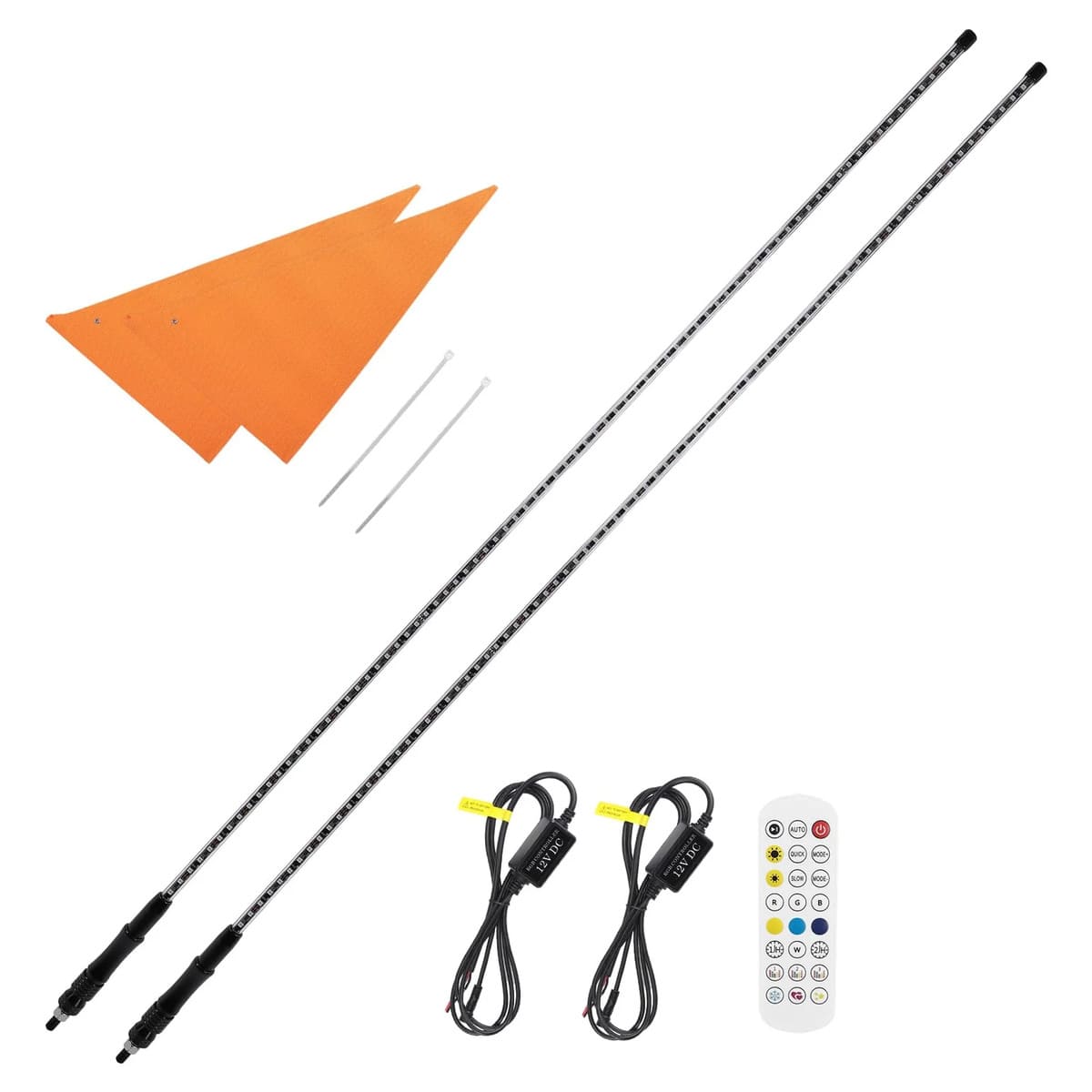 Kemimoto UTV 8 Pod Rock Light Kit & 5FT Whip Lights
