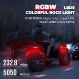 Kemimoto UTV 8 Pod Rock Light Kit & 5FT Whip Lights