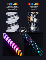 Kemimoto UTV/ATV 2Pcs 3ft COB Whip Lights w/App & Remote Control