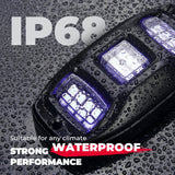 Kemimoto UTV / ATV 4-8 Pods RGB Rock Light Kit & Spiral Whip Lights