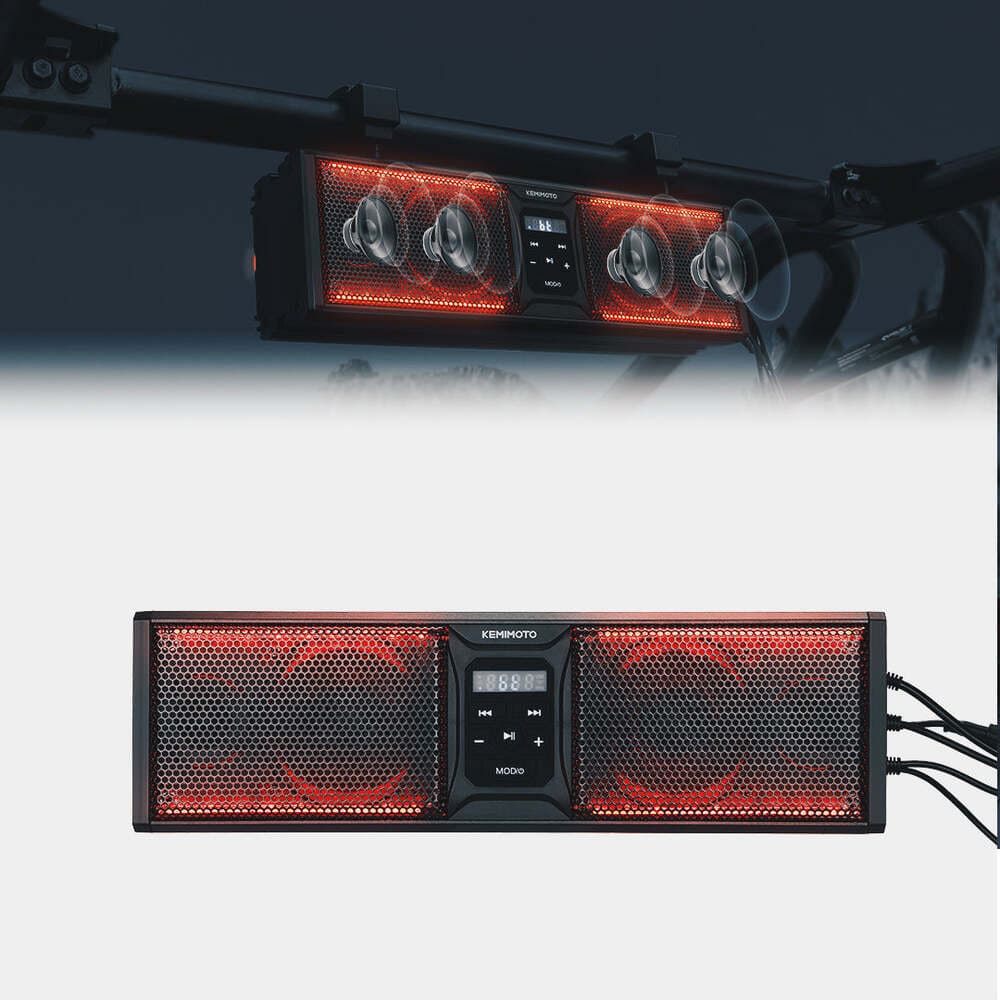 Kemimoto UTV/ATV BT 5.0 Amplified IP65 Waterproof Dustproof 16'' RGB Sound Bar