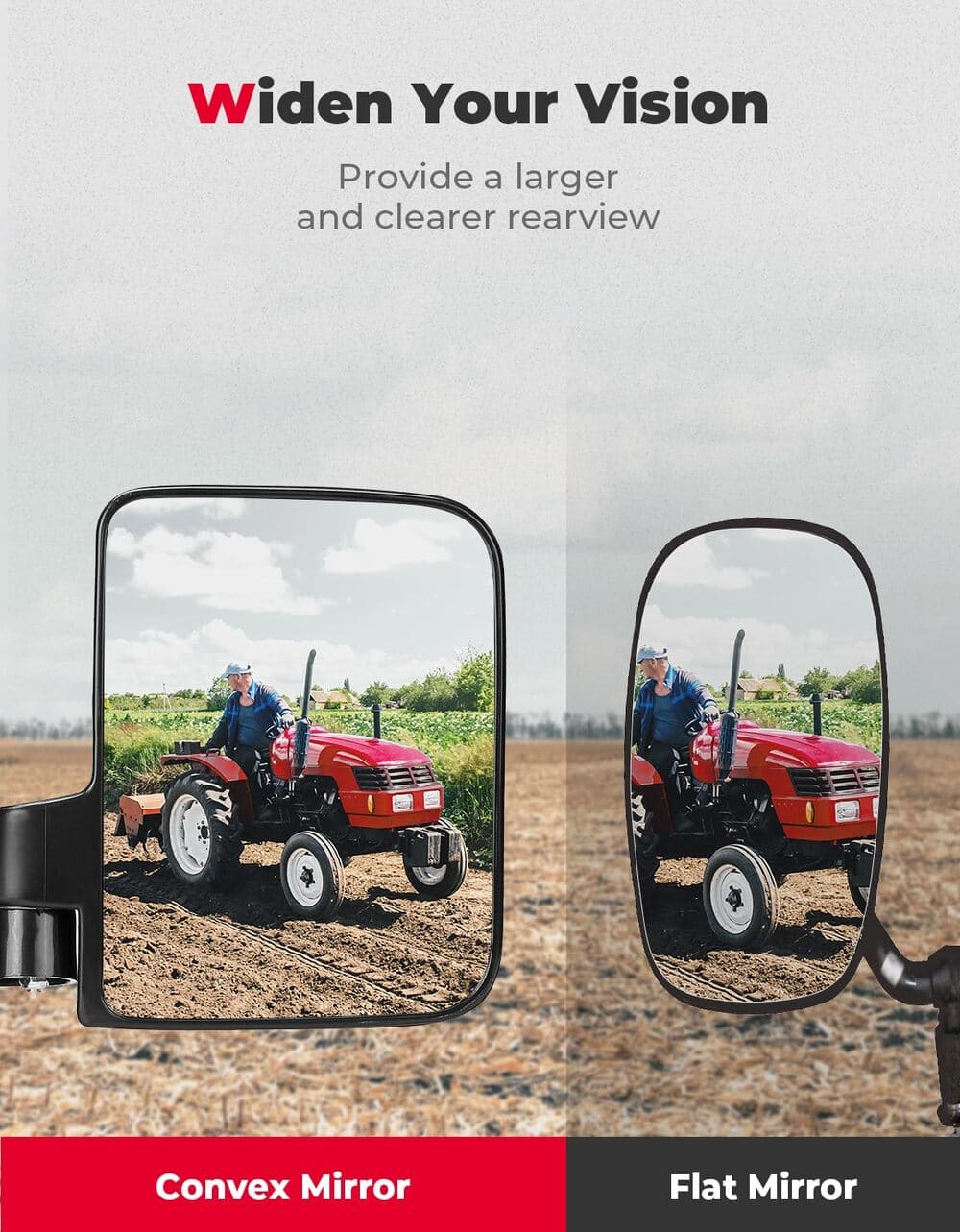 Kemimoto UTV/ATV Tractors/ Lawn & Mover 114Lbs Magnetic Side Mirrors - 1 Pair