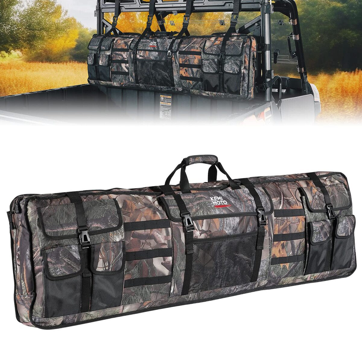 Kemimoto UTV Double Gun Holder Tool Rack for Hunting Gear