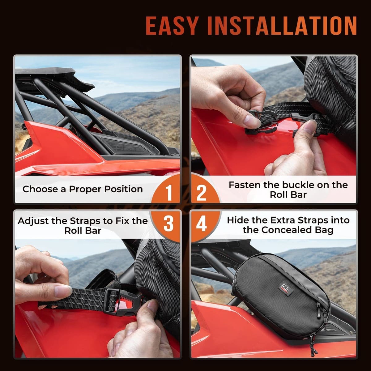 Kemimoto UTV Drive Belt Storage Bag w/ Reflective Strip