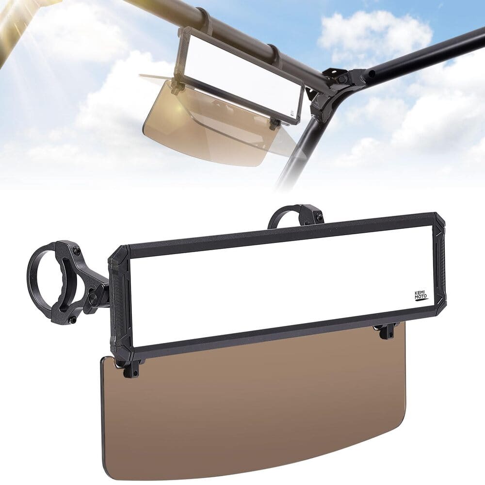 Kemimoto UTV Rear View Mirror with Sun Visor