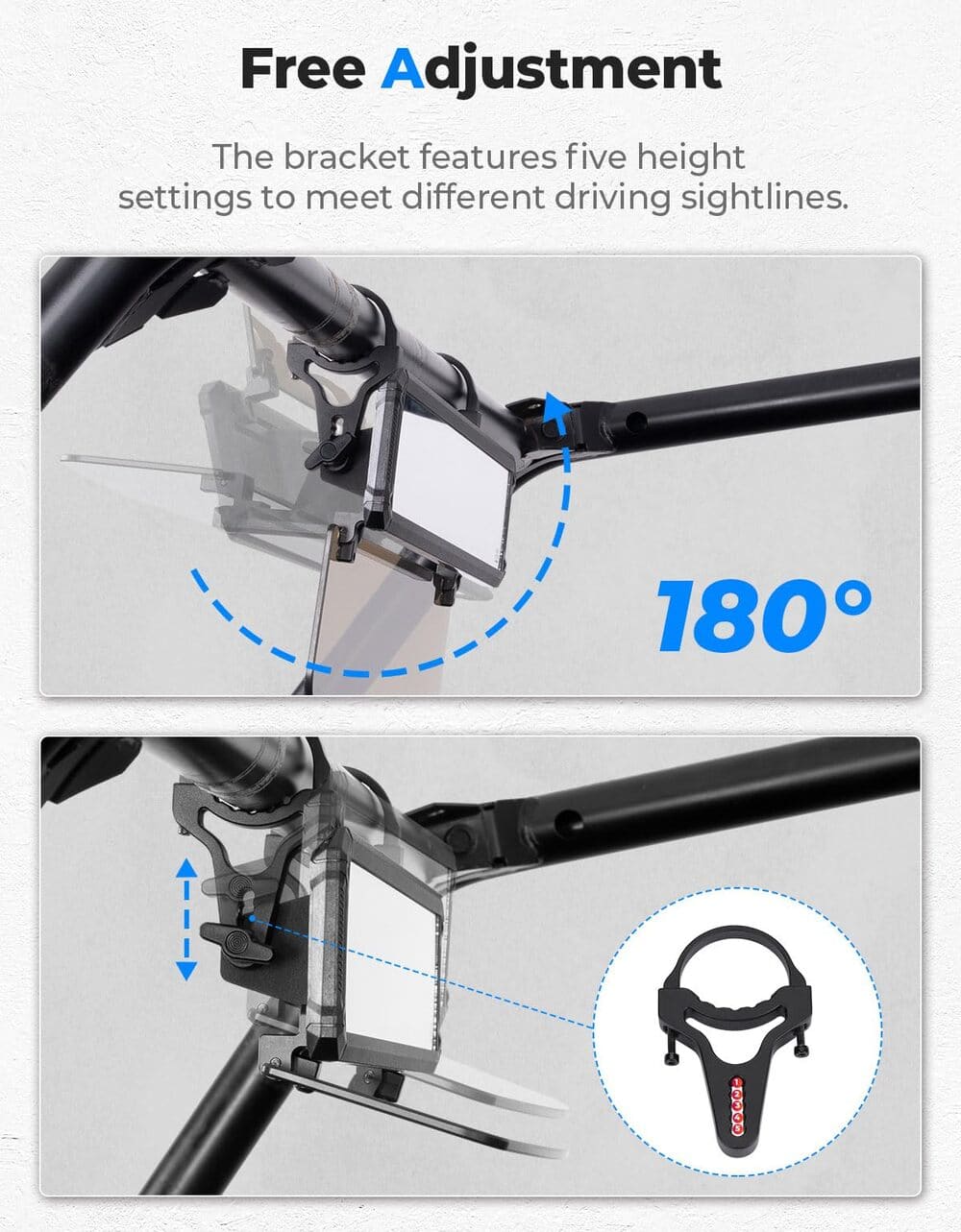 Kemimoto UTV Rear View Mirror with Sun Visor