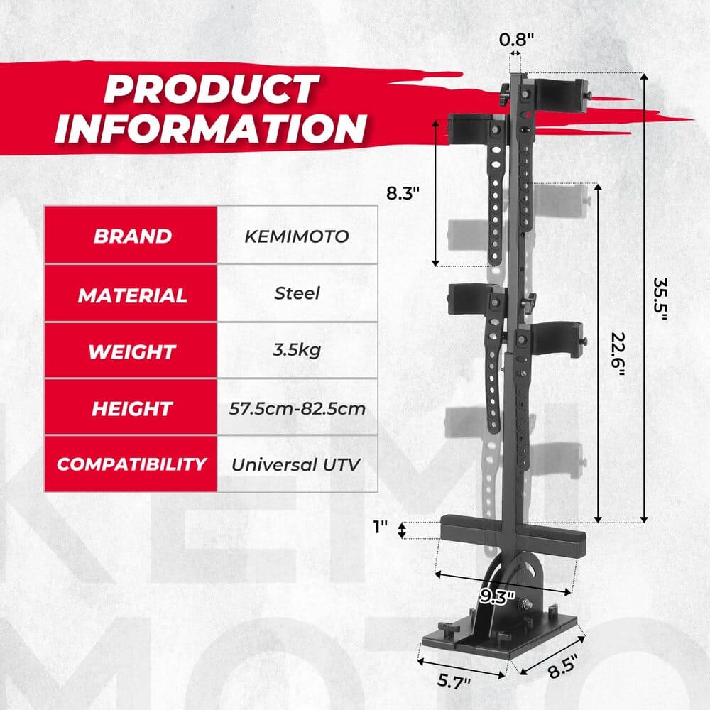 Kemimoto UTV Shotgun Holder Floor Vertical Mount Holder